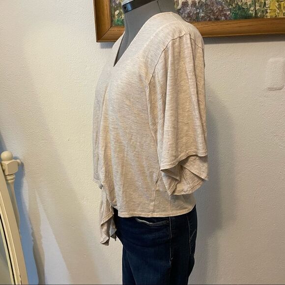 Harper Heritage Oatmeal cream top with tie front in M - Picture 9 of 10